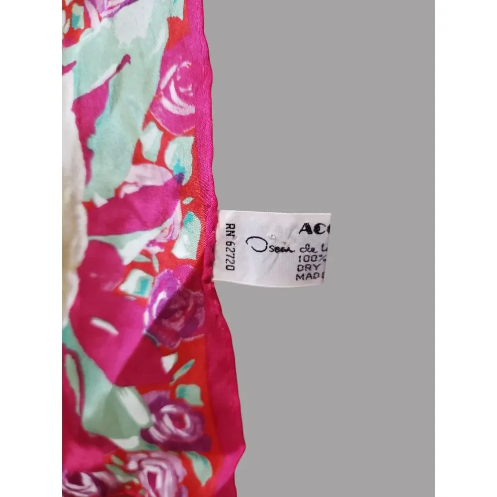 Silk Oscar De La Renta Scarf Accessory Street Colab Red Rose & Bonus Talbots VTG